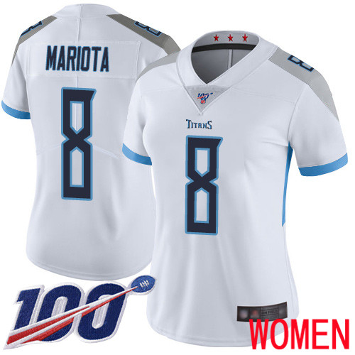 Tennessee Titans Limited White Women Marcus Mariota Road Jersey NFL Football #8 100th Season Vapor Untouchable->tennessee titans->NFL Jersey